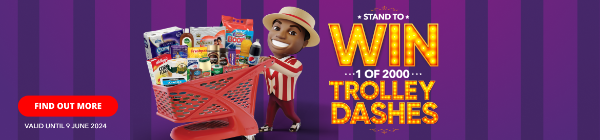 Get ready to shop and win with Shoprite! Win one of 2000 trolley dashes, simply buy 3 participating products to enter