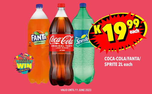 COCA-COLA/FANTA/SPRITE 2L EACH, K19,99