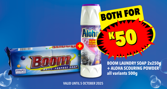 BOOM LAUNDRY SOAP 2x250g + ALOHA SCOURING POWDER ALL VARIANTS 500g